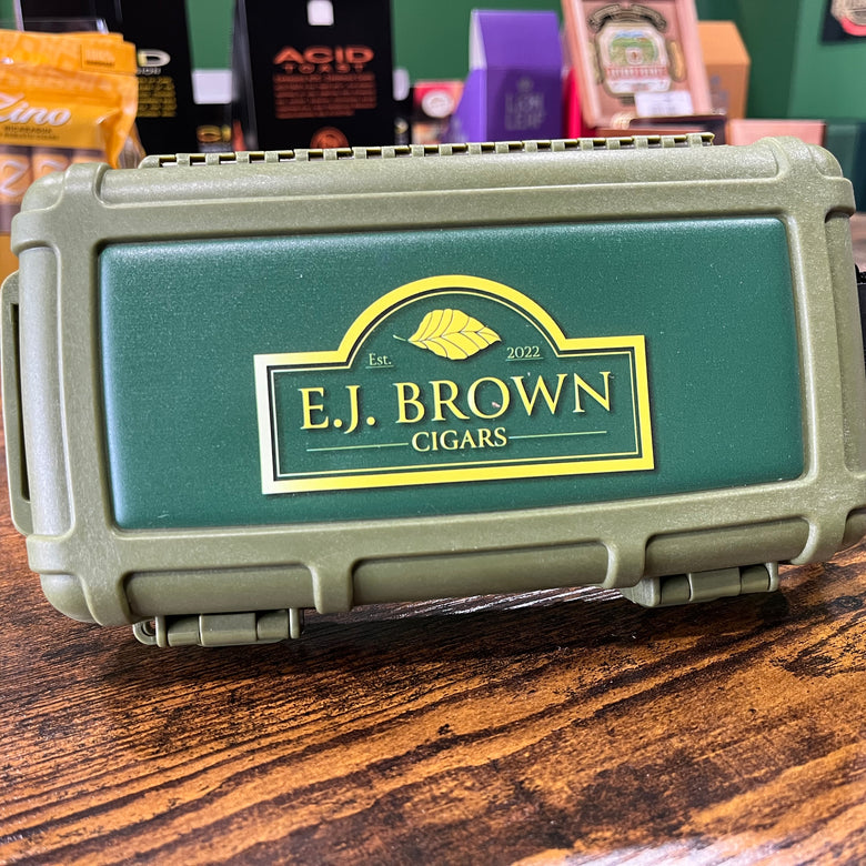 Cigar Caddy - EJ Brown Logo Green - 5 Ct