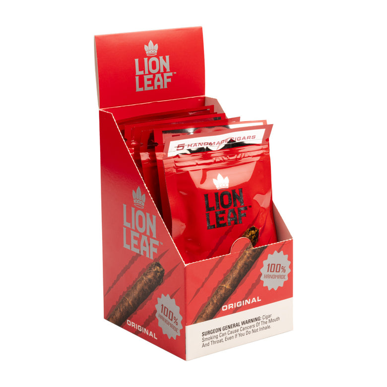 Lion Leaf Cigars - Original - Pack of 5 Small Cigars (4.38x14)